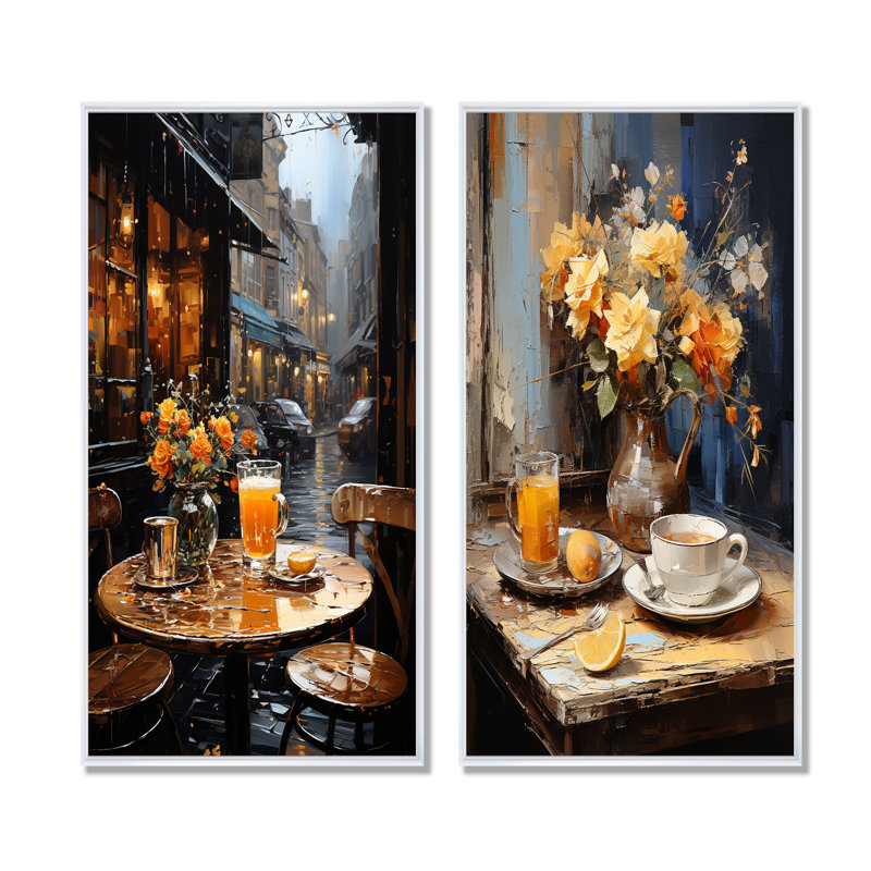 Ensemble de salon mural Parisien Coffee Reverie, Cadre blanc, H 32 po x l 33 po
