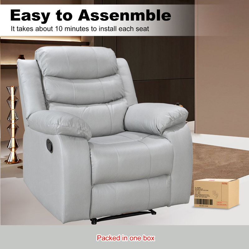 Crovetti Palomino Air Leather Recliner, Light Gray