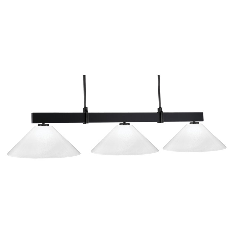 Bar 3 lumières Raheemah Wellington, Noir mat, H 10,75 po x l 16 po x P 16 po, Blanc