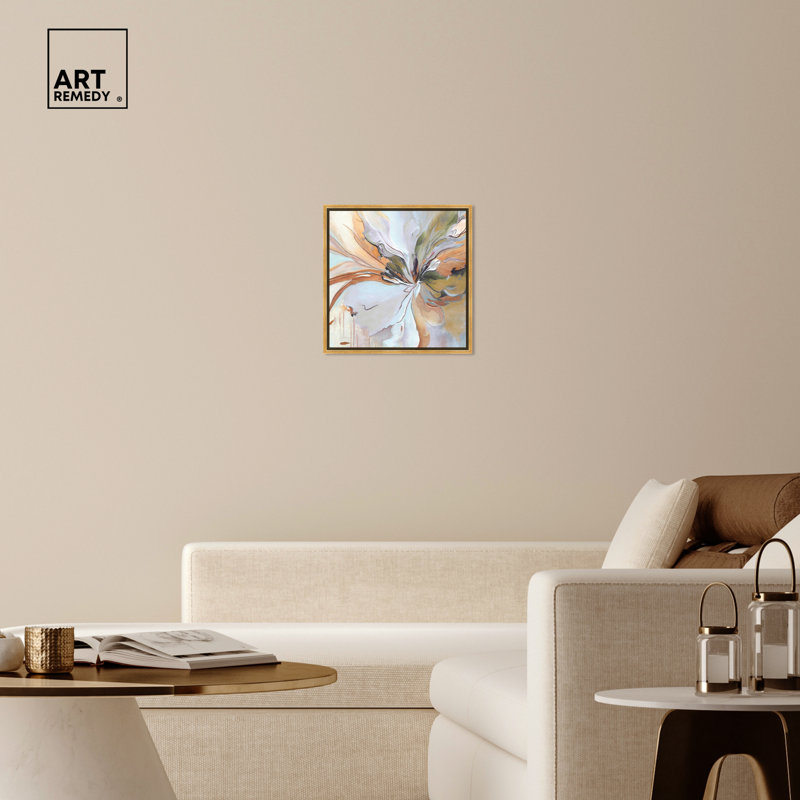 Golden Framed Abstract Canvas Print Wall Art, 13.5" x 13.5"