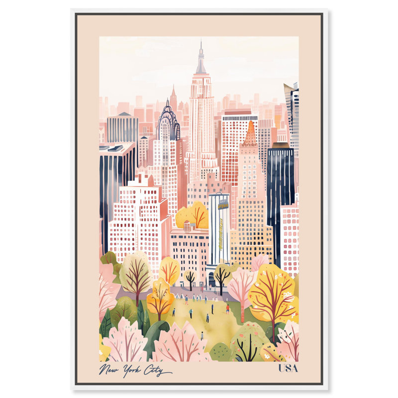 «Soft Spring New York Canvas», art de voyage par Art Remedy, Cadre blanc, H 37 po x l 25 po