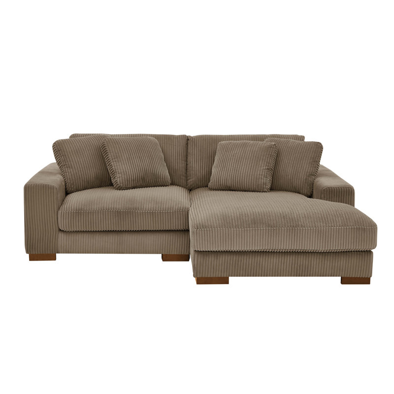 Flaubert Gwendoly Sofa and Chaise, Camel Corduroy, 33" H x 89.5" W x 65" D, Right Hand Facing