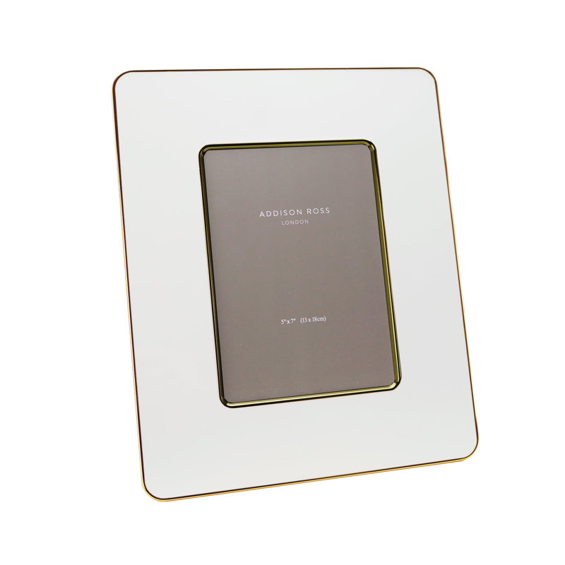 Enamel/Gold Single Picture Frame, White/Gold