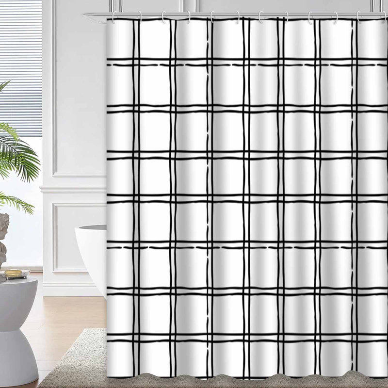 Rideau de douche abstrait noir avec 12 crochets, L 72 po x l 84 po