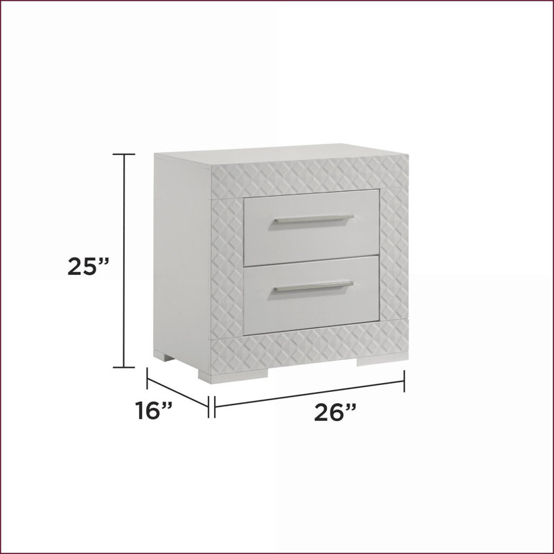 Blanca Modern 2-Drawer Wood Nightstand in White