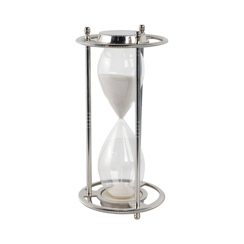 11" Verlice Metal Hourglass, Silver