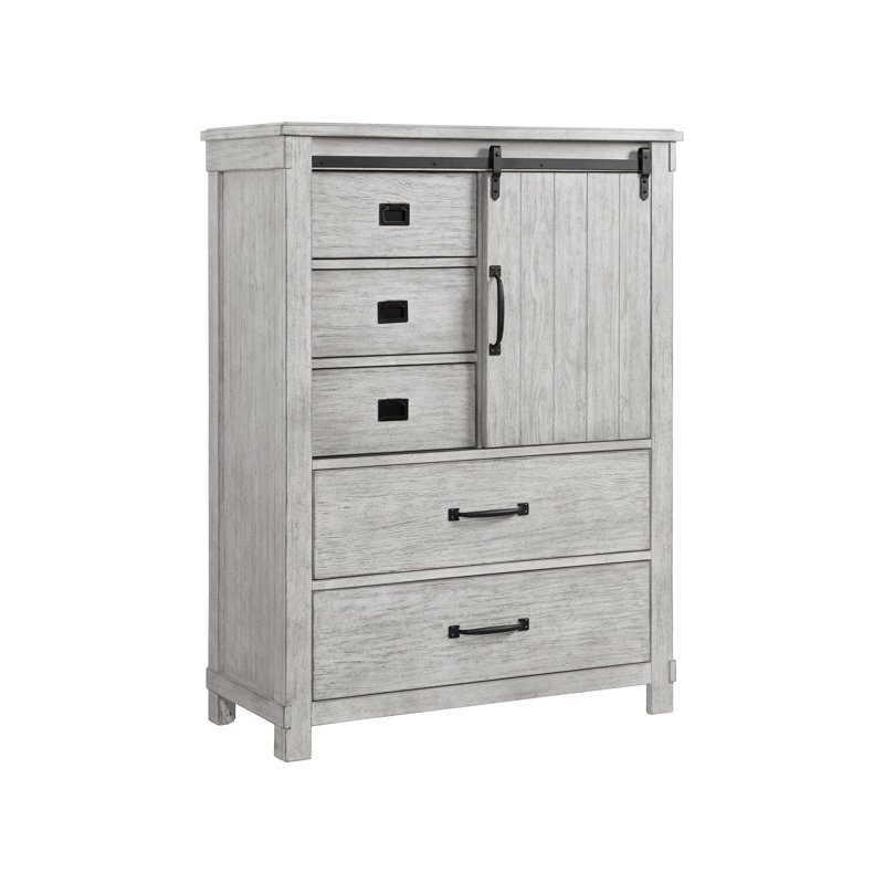Zaniaya Acacia Pine Solid Wood 40 " W 5 - Drawer Dresser