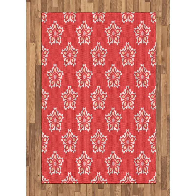 Coral High Density Long Fiber Poly Threads Decorative Area Rug Carpet, Rectangle 4' x 5'8"