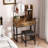 Makeup Vanity With Adjustable And 2 Drawers, Storage Shelves, Power Outlet, , Brown, High - Quality Build American Design Table Led Lights, Open Storage, Hair Dryer Stand, Easy To Up