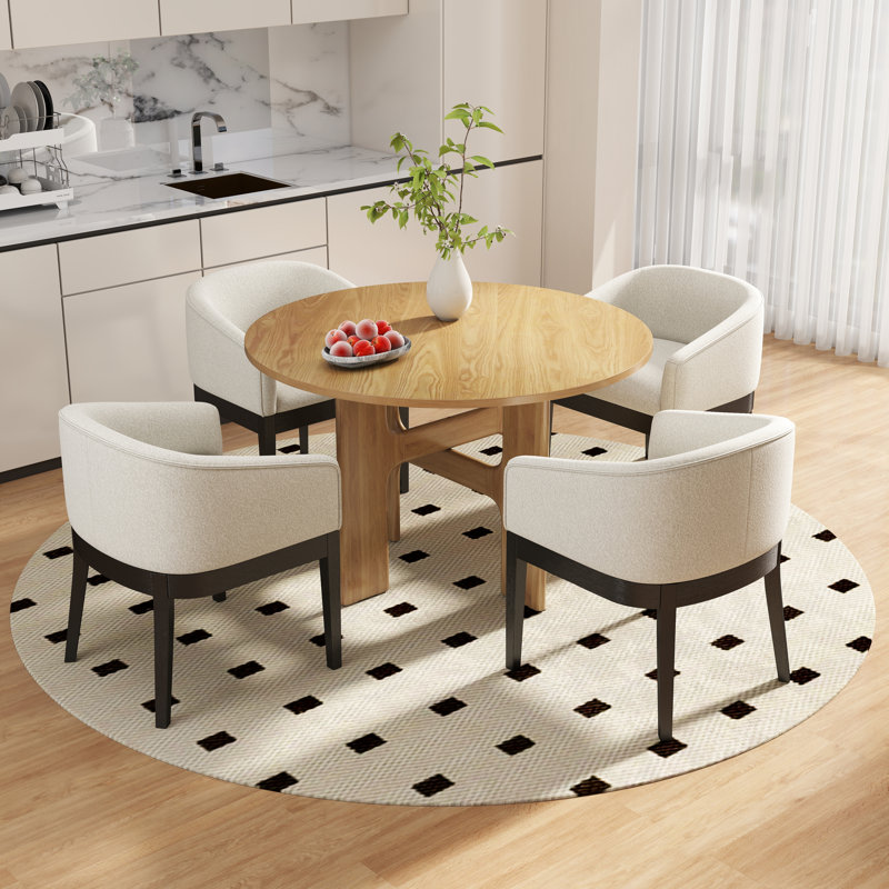 Ensemble de salle à manger 5 pièces Modern Farmhouse, Naturel, 5 pièces: table, 4 chaises, Blanc/Noir