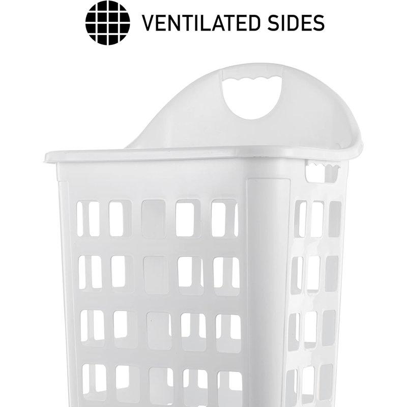 United Solutions Rolling Hamper, Two Bushel Capacity, White, Ventilated