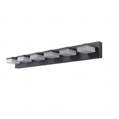 Modern Style 6-Light Configuration In Black Finish Metal Material With Led Light Function Vanity Mirror Light Fixture