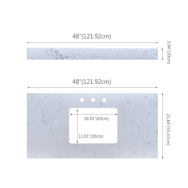 48'' Enigineerd Bathroom Vanity Top with Sink
