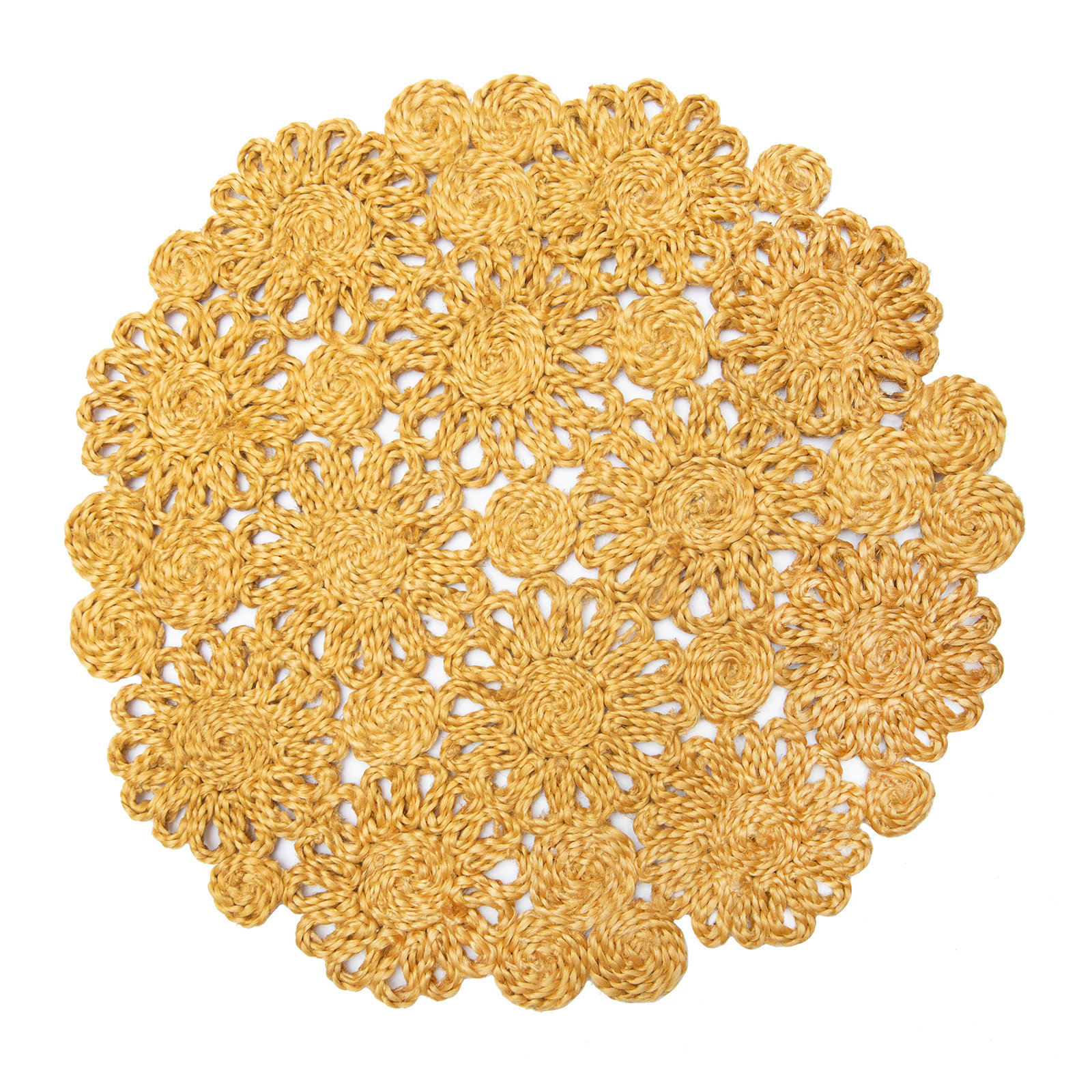 Bladwell Jute Round Placemat, Mustard