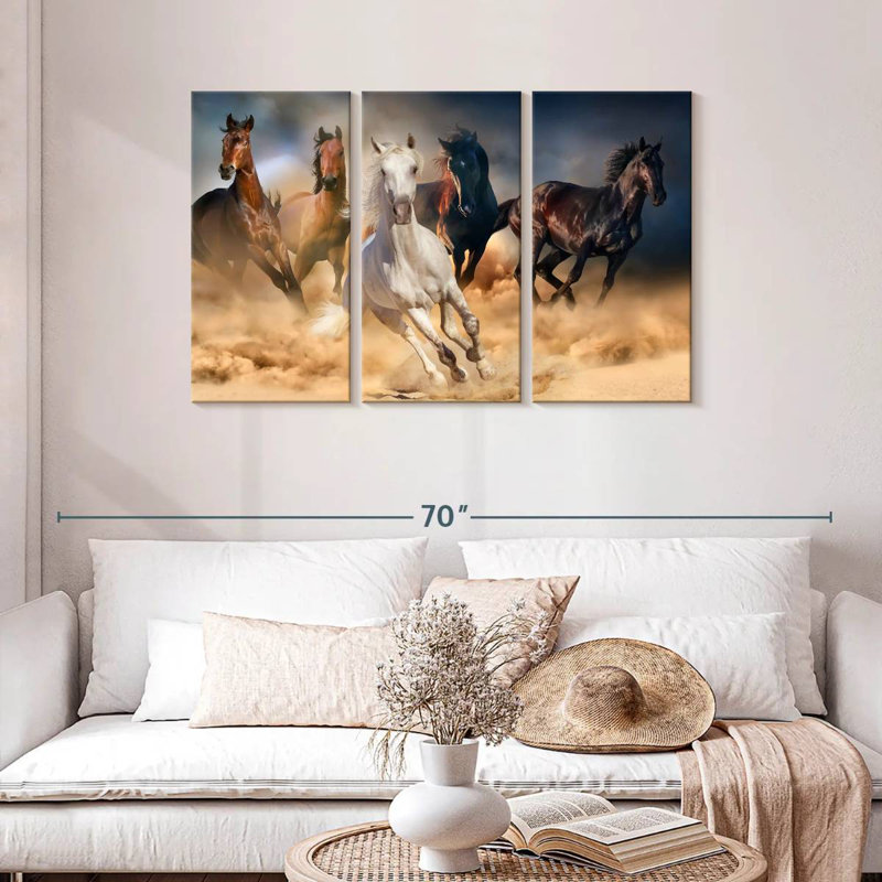 Brampt Sprinting Arab Horses, 28" H x 45" W