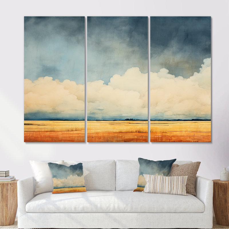 «Beige tempête», ensemble d'art mural sur toile, Toile tendue, H 40 po x l 60 po x P 1 po