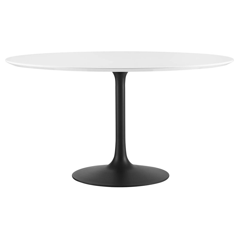 Mid-Century Modern 54" Round Wood Dining Table in Black & White