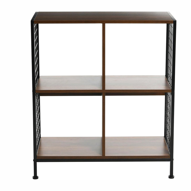 Open Storage Bookshelf with 4 Cube, Walnut