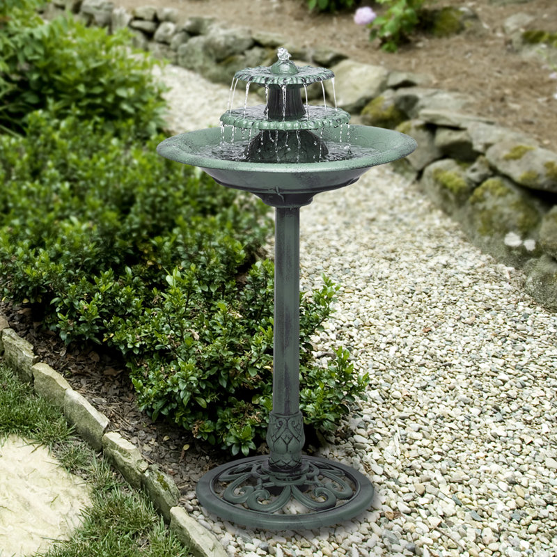 Fontaine à piédestal d'extérieur à 3 niveaux et bain d'oiseaux, 35 po