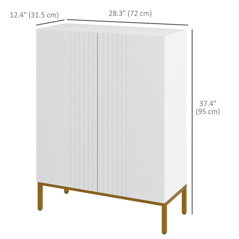 Shoe Storage Cabinet with Adjustable Shelves and Soft-Close Hinges