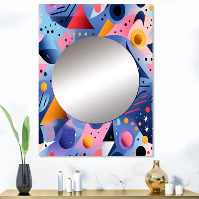 Multicolore motif géométrique sympa et sympa - miroir mural géométrique unique, miroir moderne, impression d'art en métal