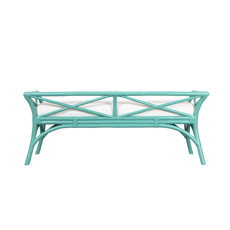 Wicker Bench, Turquoise