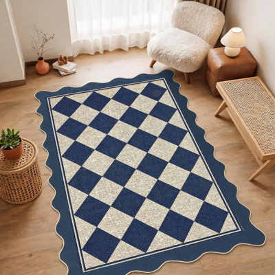 Tapis intérieur/extérieur à carreaux festonné