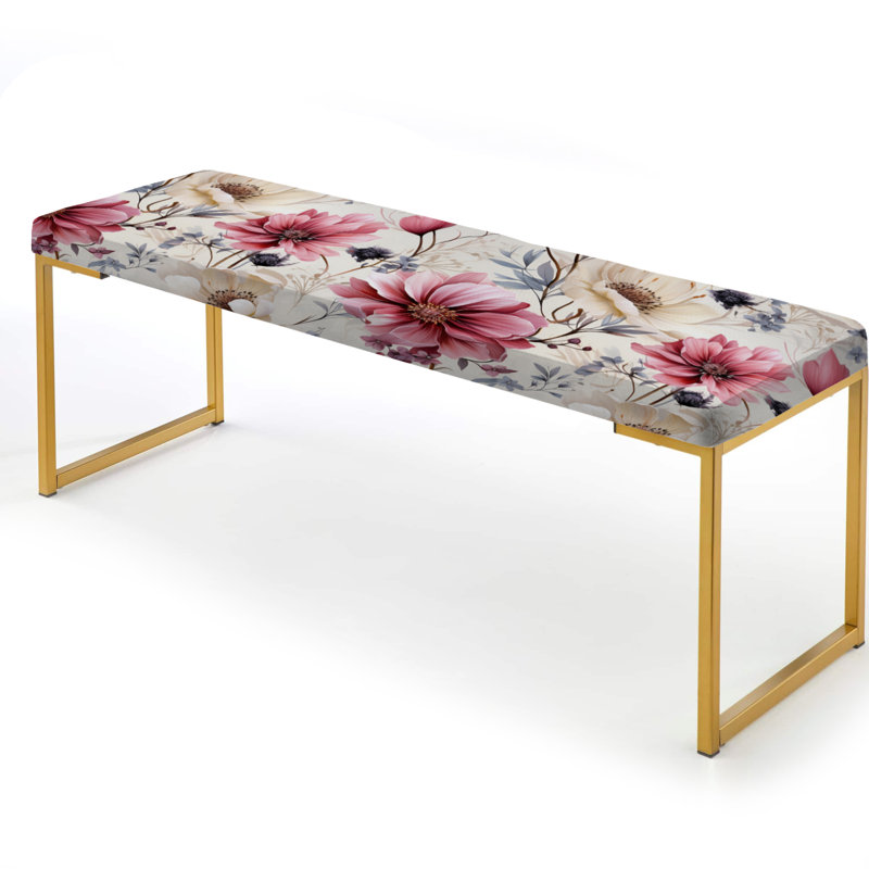 Banc floral rembourré or, Pink And Beige Wildflower Paradise I
