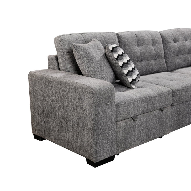 Canapé modulaire rembourré 4 pièces Ommie, Polyester gris