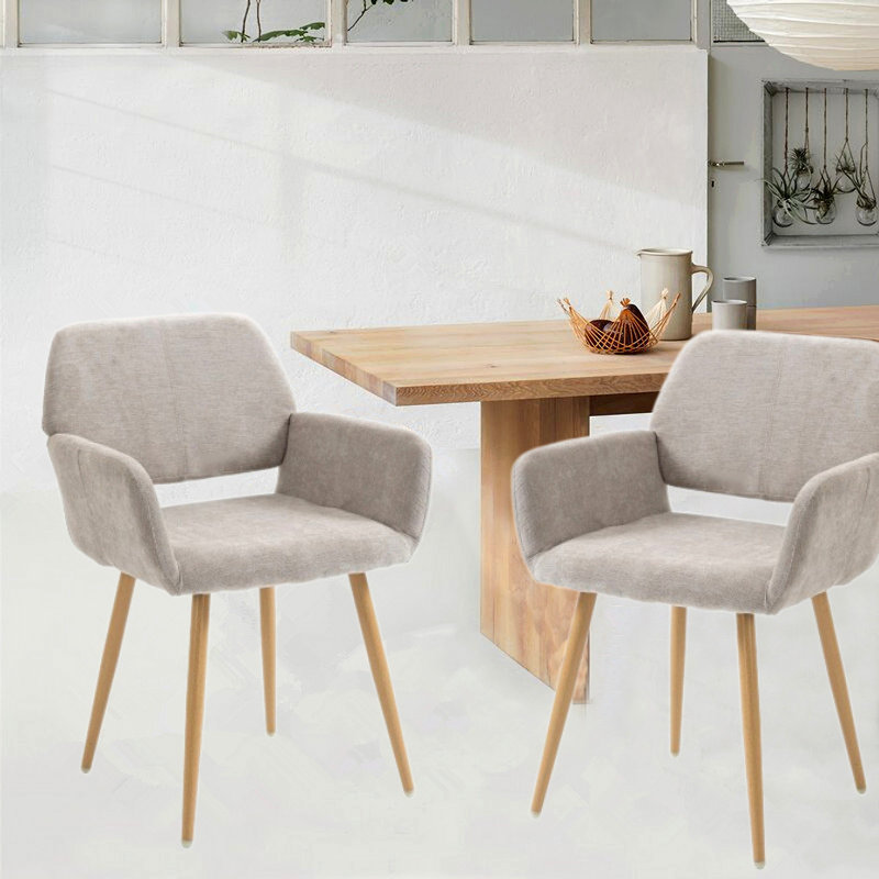 Chaise avec accoudoirs rembourrée Ancelin, Beige