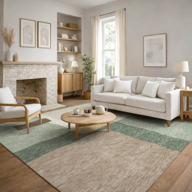 Premium Machine Washable Mayfield AMF2400 Geometric Rug, Basil, 10' x 14'