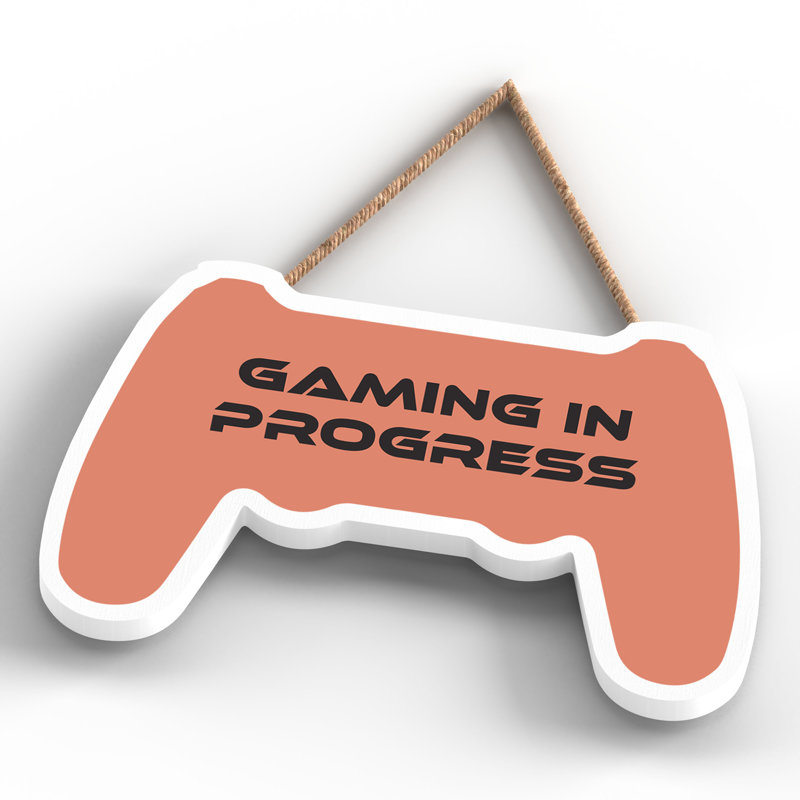 Gaming in Progress Wall Décor Wooden Controller Plaque, Orange