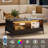 Coffee Table With LED Lights, Mid Century Modern Coffee Table With 2 Storage Drawers And 2 Arched Door