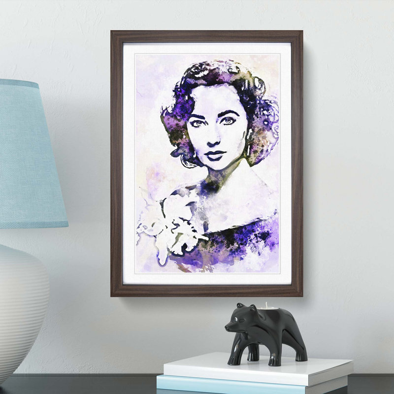 Elizabeth Taylor in Abstract - Picture Frame Painting Print, Walnut Framed, 36cm H x 27cm W x 2cm D