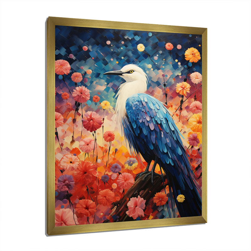 «Briawood Seagull Wimsical Wings Pointillism», reproduction, H 44 po x l 34 po x P 1,5 po, Encadrement doré