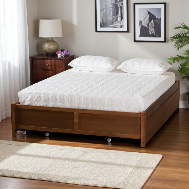 Karis 4-Drawer Queen Platform Storage Bed in Brown Finish, 64.55'' W X 84.47'' L X 15.54'' H, Queen