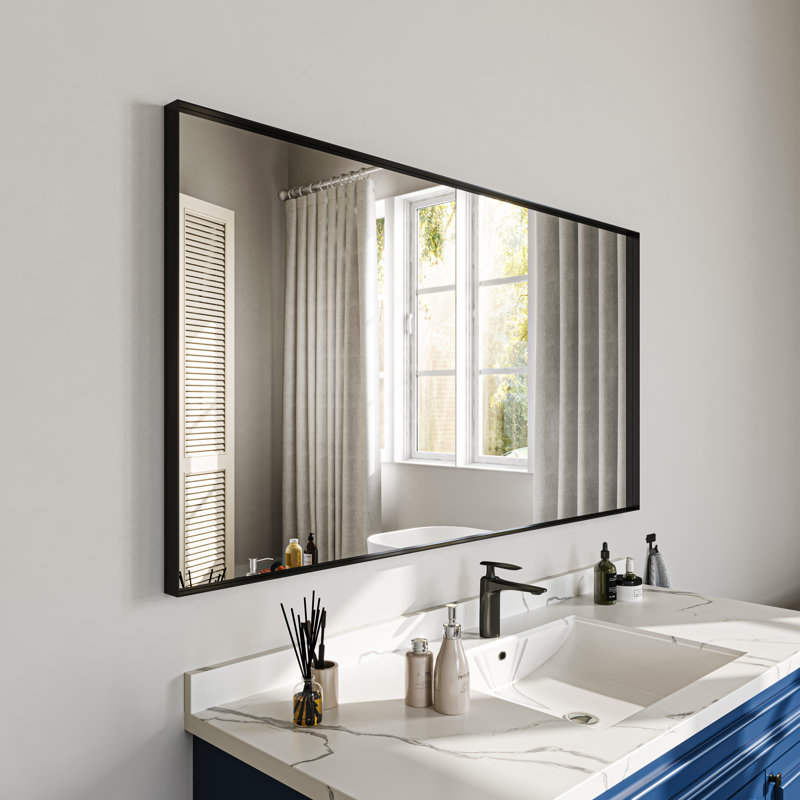 Miroir de salle de bain mural, Noir, noir, noir, noir, 55 po x 30 po