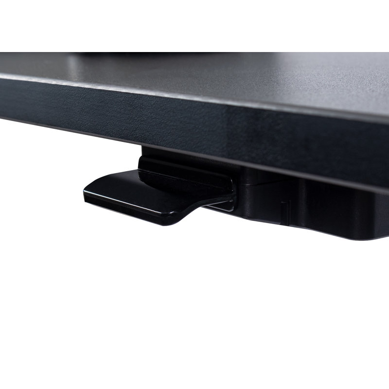 Black Adjustable Height Standing Desk with Wood Top and Drawer