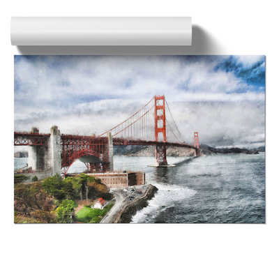 Golden Gate Bridge Painting - Frameless Print