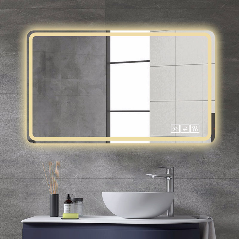 Miroir de salle de bain à DEL avec miroir avant et miroir de salle de bain, 40 po x 24 po
