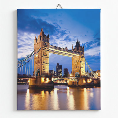 "London Tower Bridge", reproduction d'art sur toile encadrée | Toile pour la vie, la chambre à coucher, le bureau, affiche photo sur toile murale Br Bridge, fabriquée aux États-Unis | 18 x 24