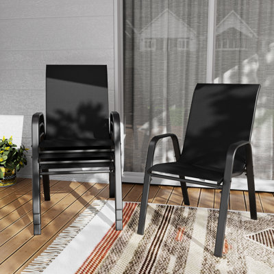 Chaises d'extérieur pour 4 personnes de conception ergonomique, tissu imperméable et pieds stables pour une utilisation commerciale à domicile avec siège large - Matériau de la structure