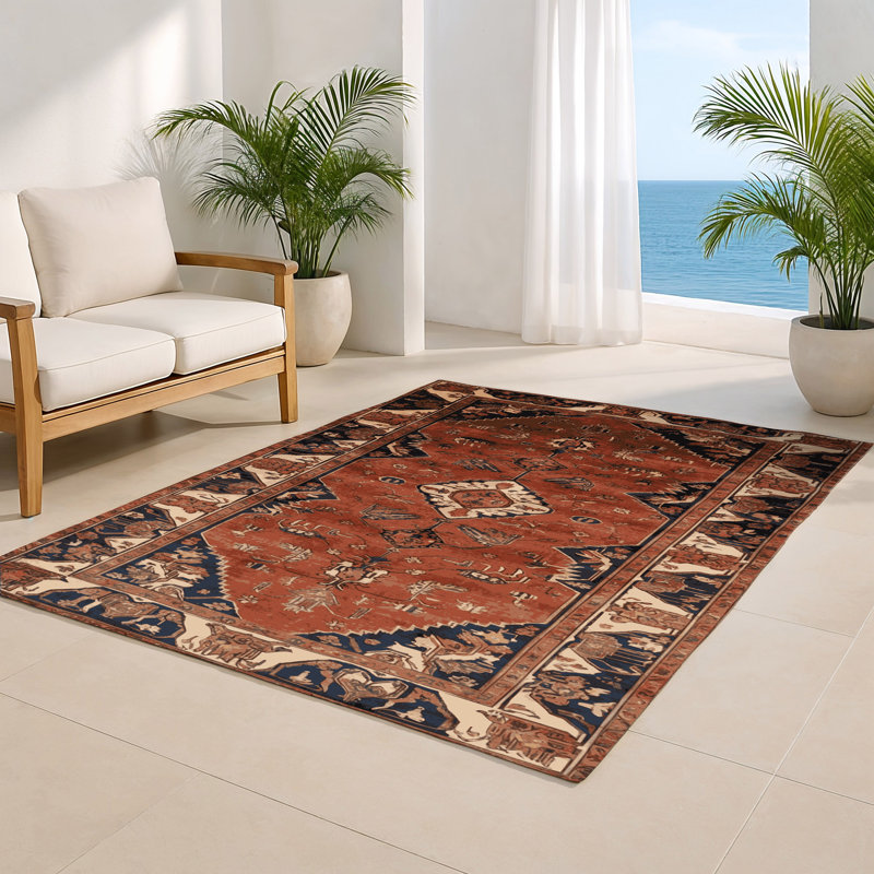 Tapis d'intérieur et d'extérieur brun Persian, Rectangulaire 8 pi x 10 pi