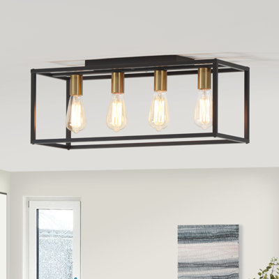 Maleika 4-Light Flush Mount Rectangular Ceiling Light