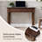 39.37"Brown Retro Rectangle Solid Wood Writing Desk,2-drawer-1070123906