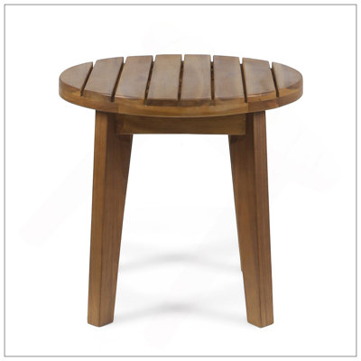 Outdoor 16" Acacia Wood Side Table, Teak Finish