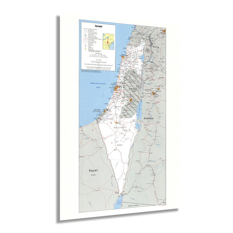 Carte de l'Israel de1988, L 24 po x H 16 po