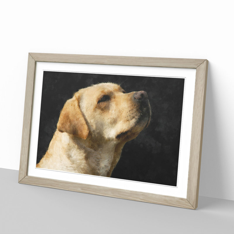 Golden Labrador Dog Vol.1 - Picture Frame Painting, 27cm H x 36cm W x 2cm D, Oak Framed