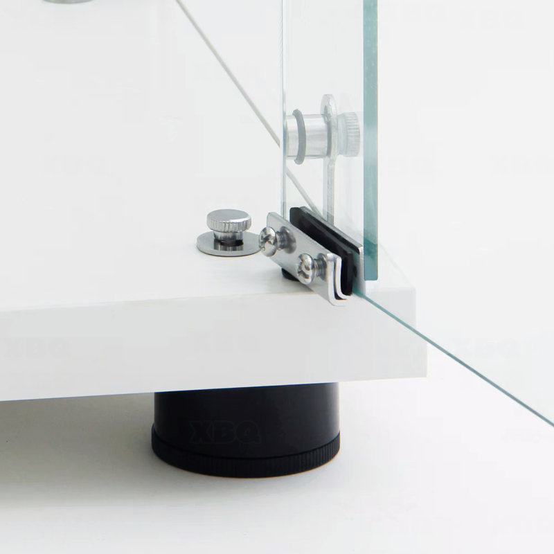 Vitrine en verre trempé - éclairage DEL Bluetooth + roulettes verrouillables, blanc, Blanc
