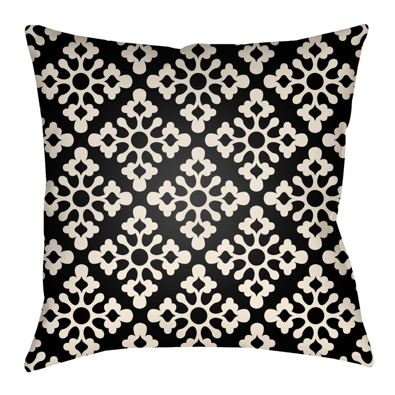 Litchfield Ladson Floral Throw Pillow, 16" H x 16" W, Navy Blue/Ivory